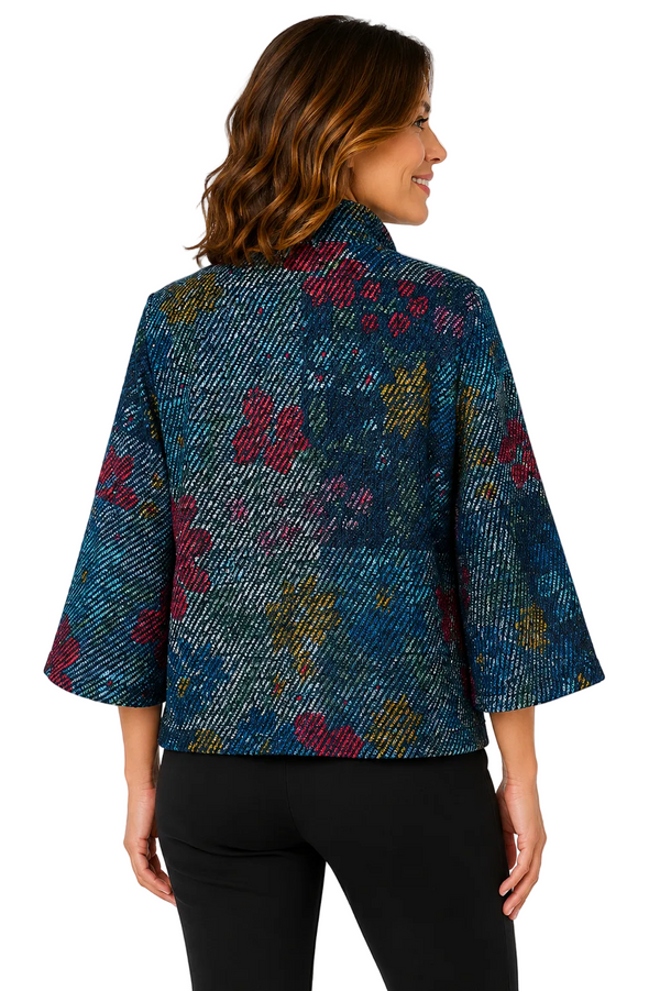Color Block Floral Jacket In Multi - 5140