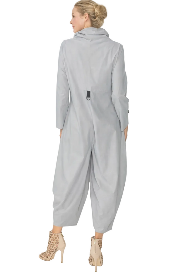 Zip-Front High Neck Jumpsuit in Grey - 3297JS-GRY