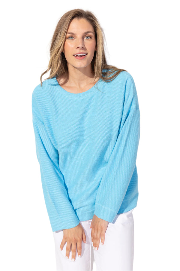 Cool Breeze Cotton Terry Pullover in Aquarius - 20015-AQU