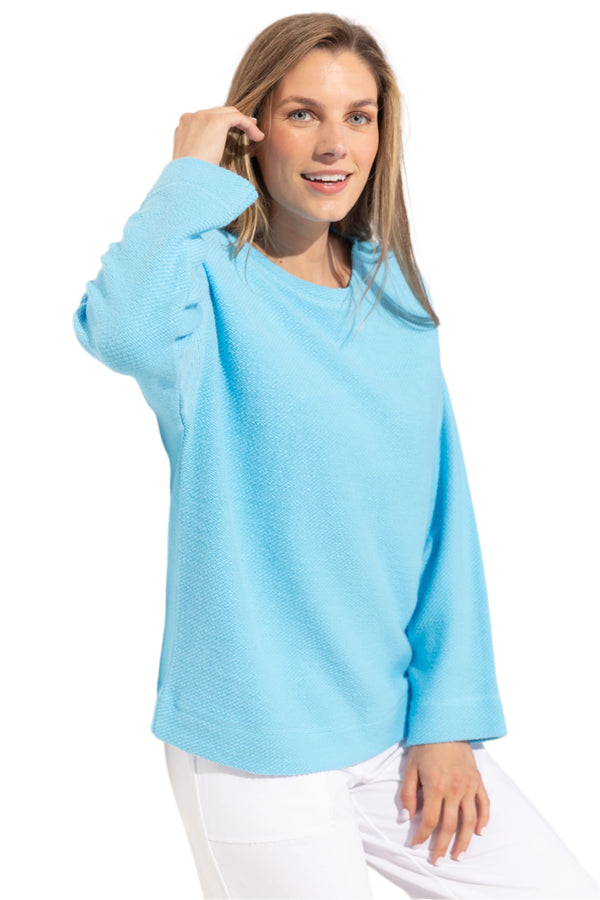 Cool Breeze Cotton Terry Pullover in Aquarius - 20015-AQU