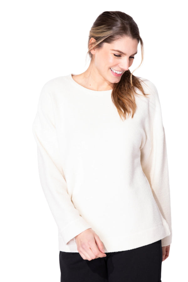 Cool Breeze Cotton Terry Pullover in Ivory - 20015-IVO