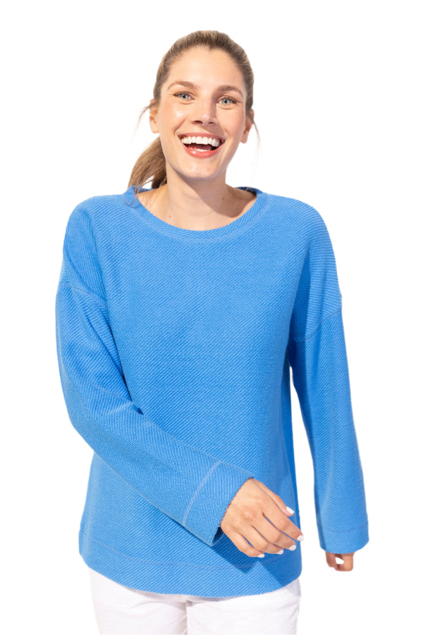 Cool Breeze Cotton Terry Pullover in Riviera Blue - 20015-RV