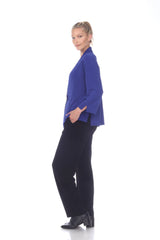 Textured High-Low One-Button Jacket in Royal Blue - 2006-BLU