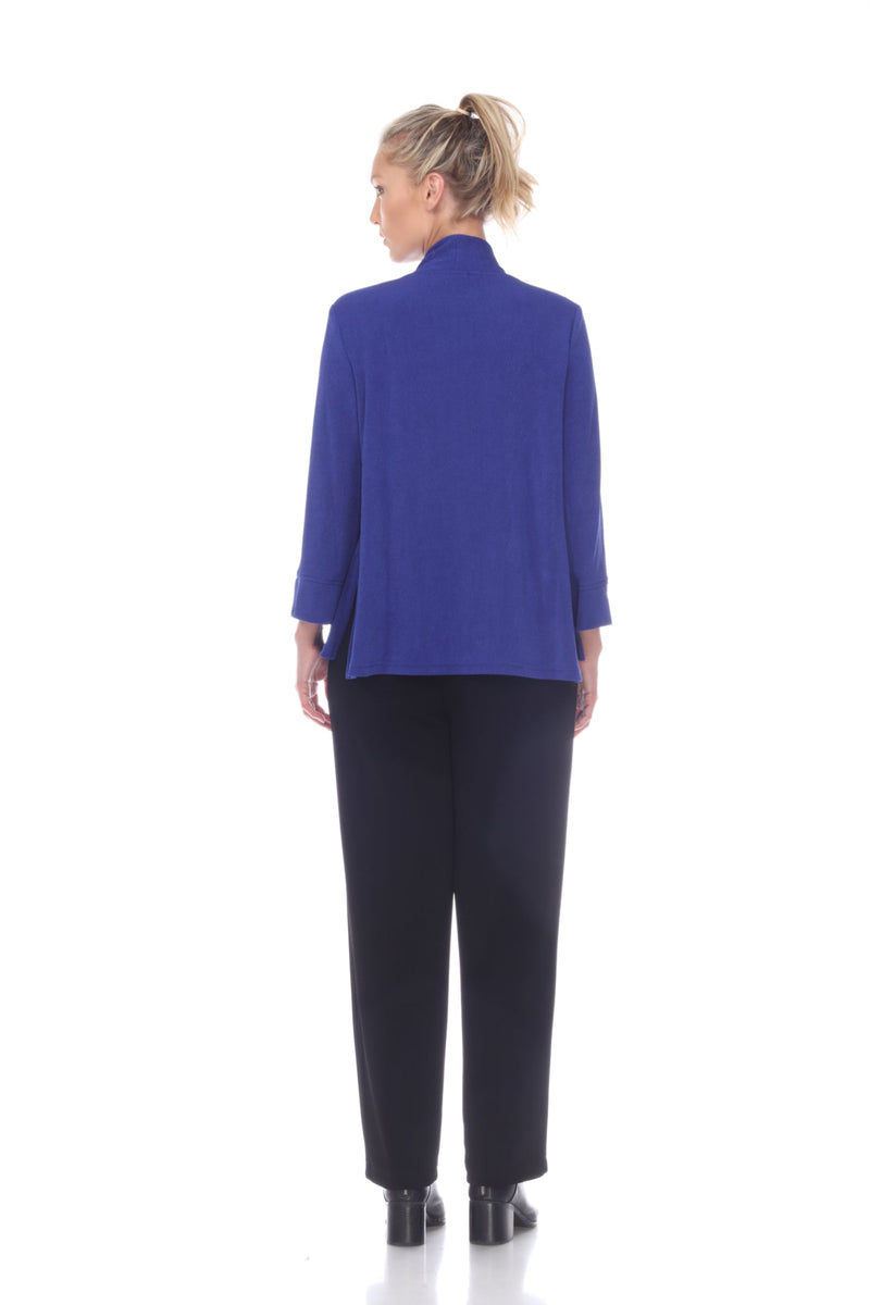 Textured High-Low One-Button Jacket in Royal Blue - 2006-BLU