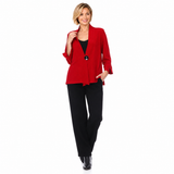 Textured High-Low One-Button Jacket in Red -  2006-RD