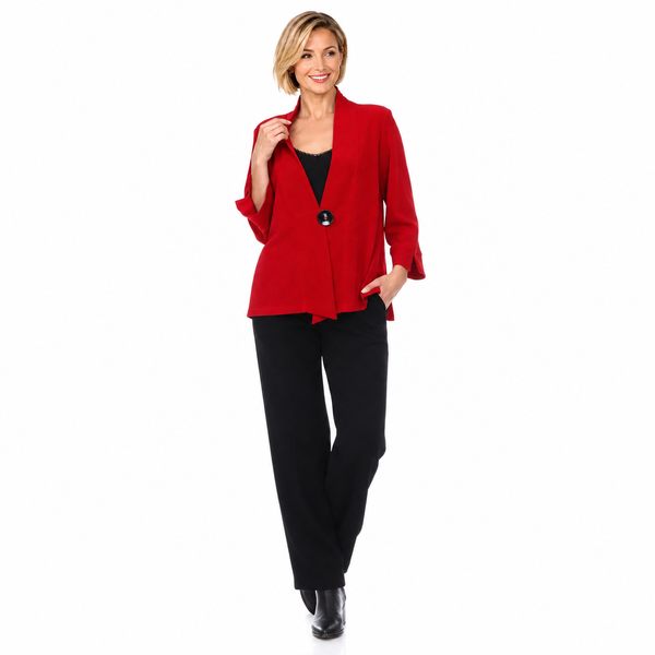 Textured High-Low One-Button Jacket in Red -  2006-RD