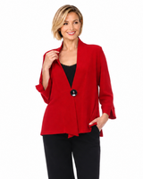 Textured High-Low One-Button Jacket in Red -  2006-RD