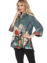 Exquisite Blossom & Dragonfly Print Blouse - 2030BMDM