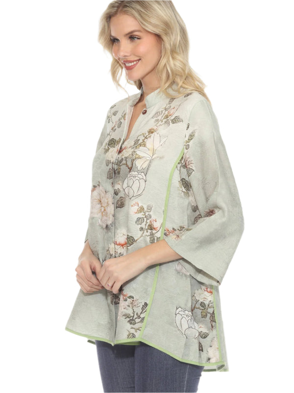 Simply Elegant Cascading White Peony Blouse - 2030BWP