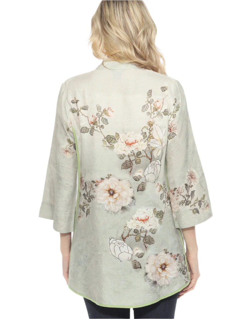 Simply Elegant Cascading White Peony Blouse - 2030BWP