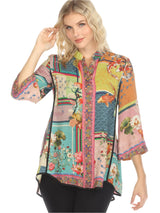 Colorful Koi Fish Block Pattern Blouse  - 2030KFBP