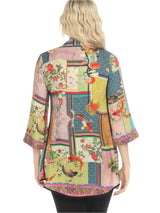 Colorful Koi Fish Block Pattern Blouse  - 2030KFBP
