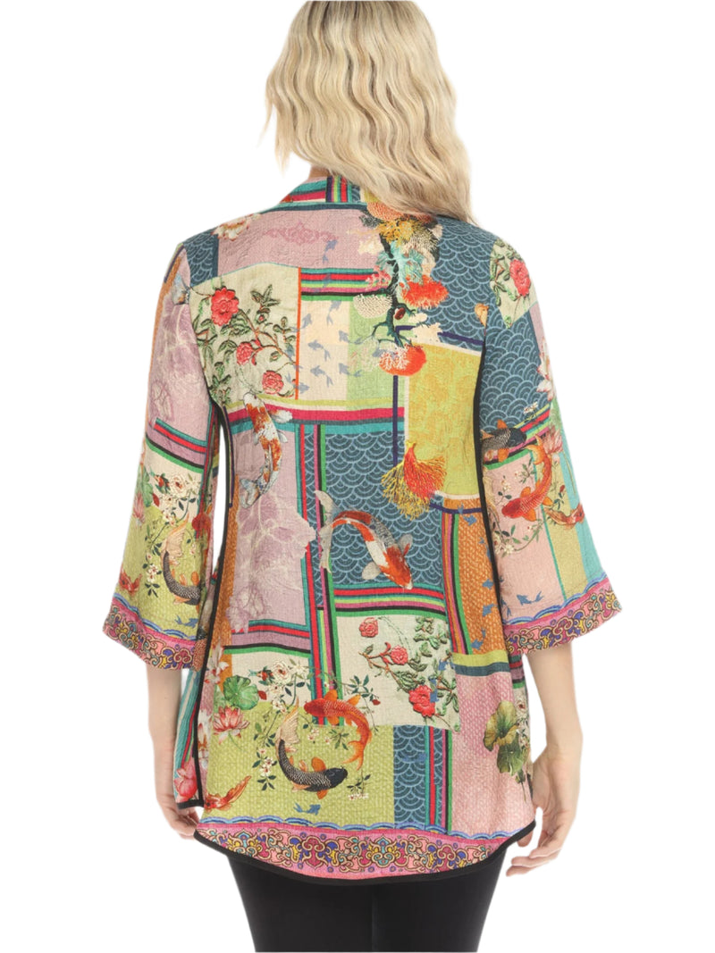 Colorful Koi Fish Block Pattern Blouse  - 2030KFBP