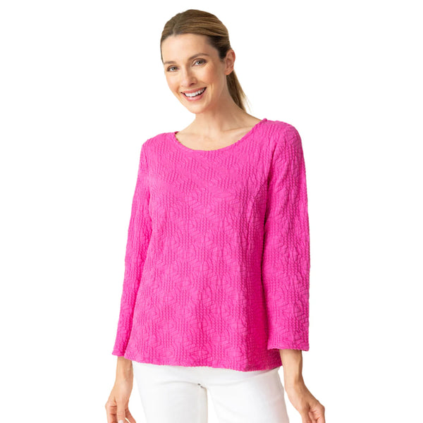 Sunburst Textured Boatneck Tee in Berry - 20715-BRY