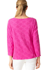 Sunburst Textured Boatneck Tee in Berry - 20715-BRY