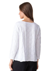 Sunburst Textured Boatneck Tee in White - 20715-WHT