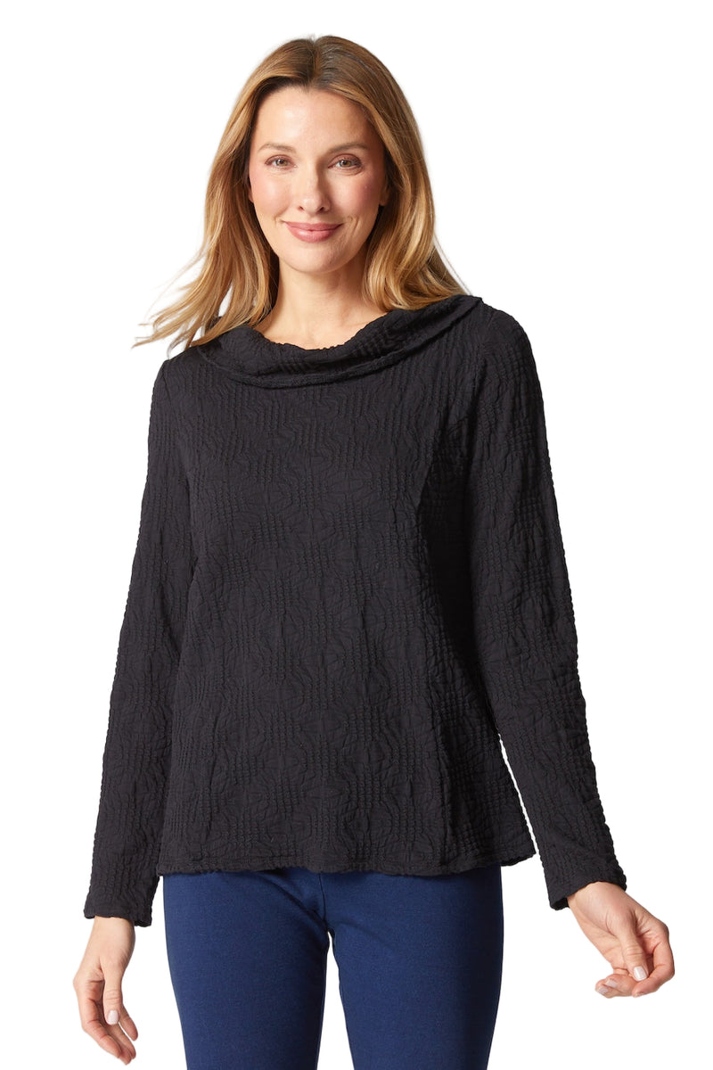 Textured Cowl-Neck Knit Top - 20716