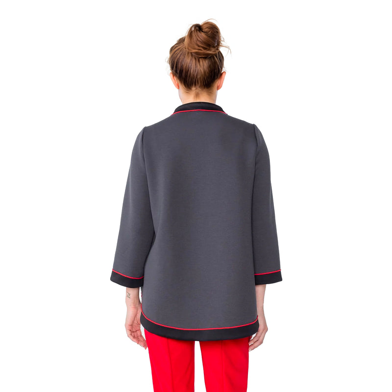 IC Collection Colorblock Jacket in Charcoal, Red & Black- 4940J