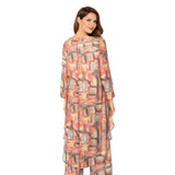 Abstract Art Print Inspired High-Low Tunic in Coral - C1103T