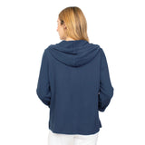 French Terry Solid Hoodie in Navy - 87110