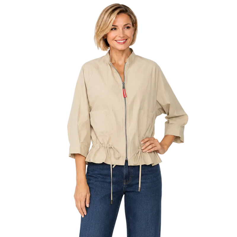 Lightweight Zip-Front Jacket in Khaki - C1060J