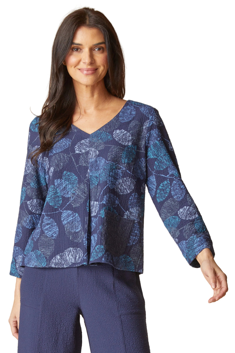 Habitat Leaves Inverted Pleat Top - Navy - image 1
