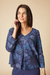 Habitat Leaves Inverted Pleat Top - Navy - image 2