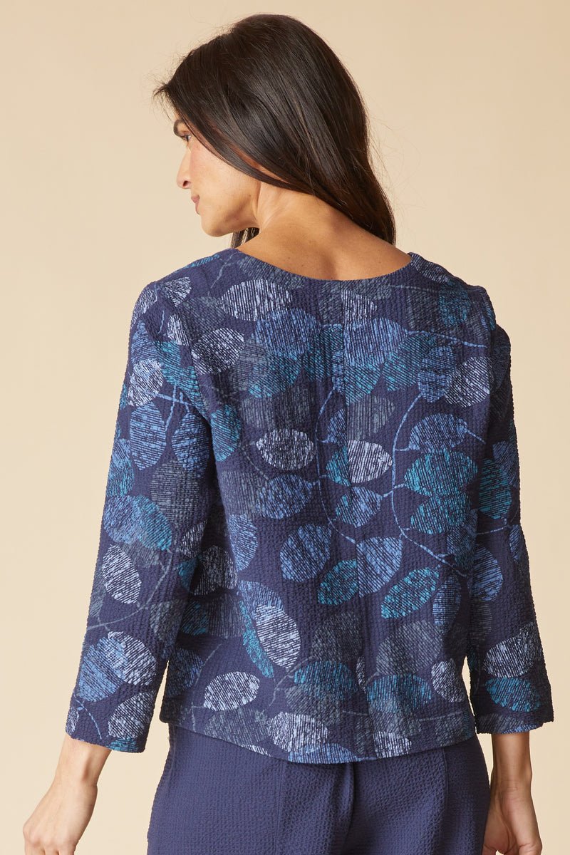 Habitat Leaves Inverted Pleat Top - Navy - image 3