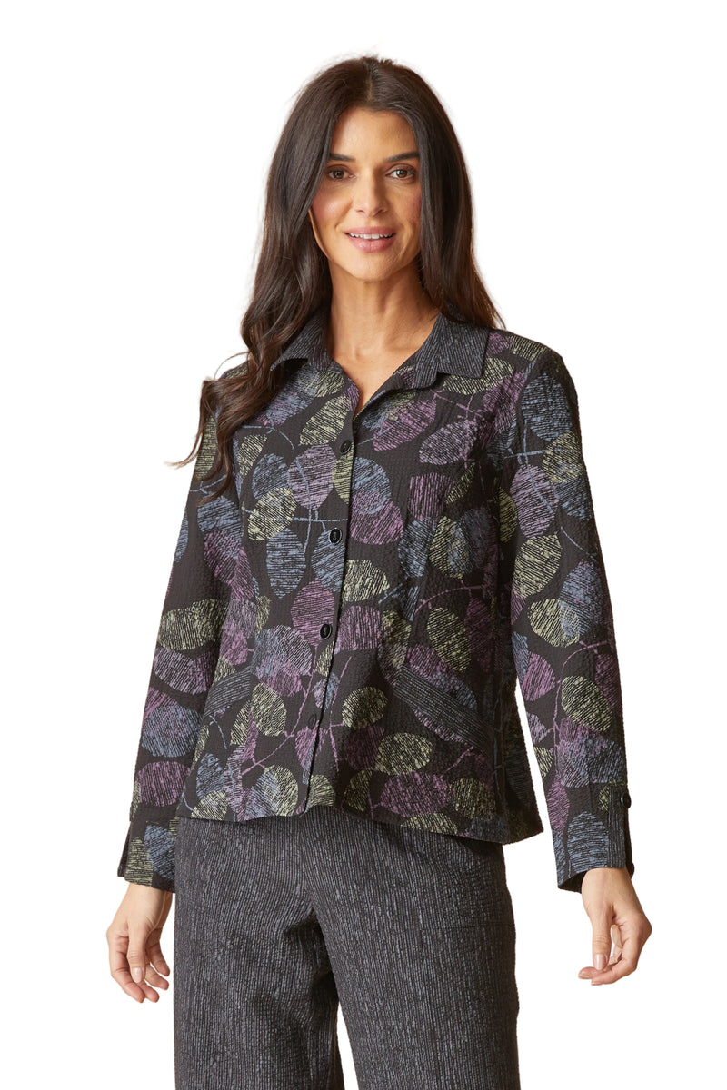 Habitat Crinkle Crepe Leaves Shirt Jacket - BLACK - image 1