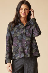 Habitat Crinkle Crepe Leaves Shirt Jacket - BLACK - image 2