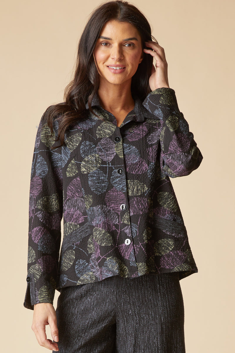 Habitat Crinkle Crepe Leaves Shirt Jacket - BLACK - image 2