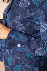 Crinkle Crepe Leaves Shirt Jacket - 21014