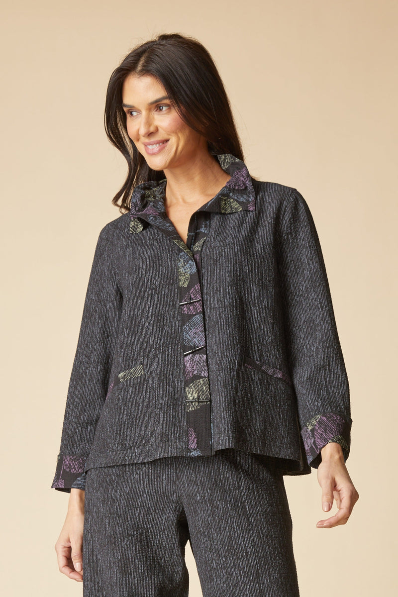 Crinkle Crepe Leaves Luna Jacket - 21048