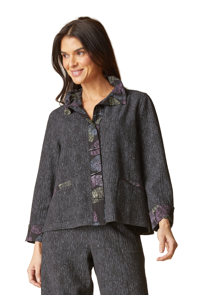 Habitat Crinkle Crepe Leaves Luna Jacket - BLACK - image 1