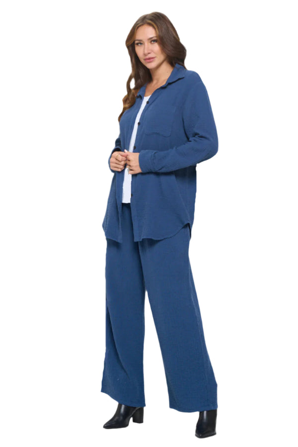 Pull-On Wide Leg Pant in Navy - JG213-NVY