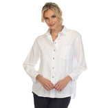 Basic White Cotton Poplin Shirt - 21407-WHT - Size S Only!