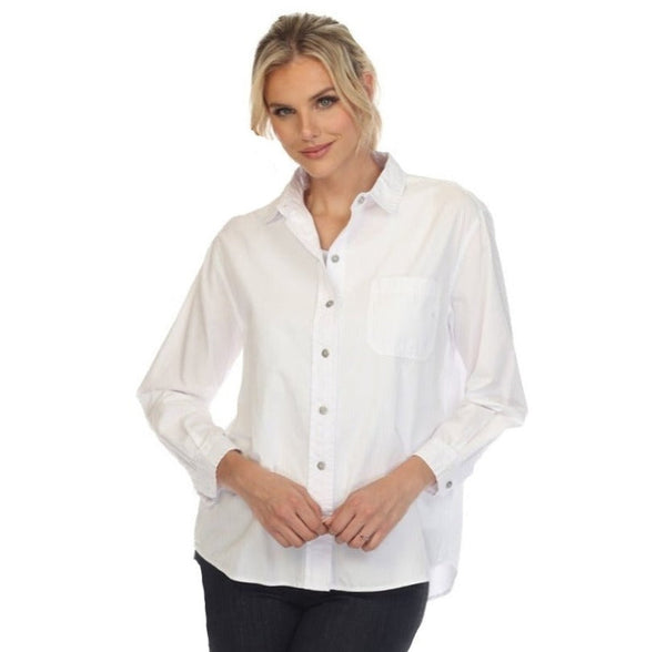 Escape by Habitat Basic White Cotton Poplin Shirt - 21407-WHT - Size S Only!