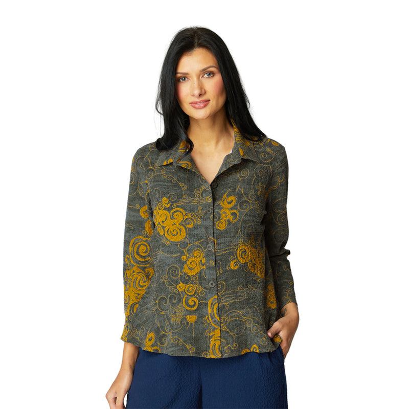 Woodblock Flounce Top - 21422