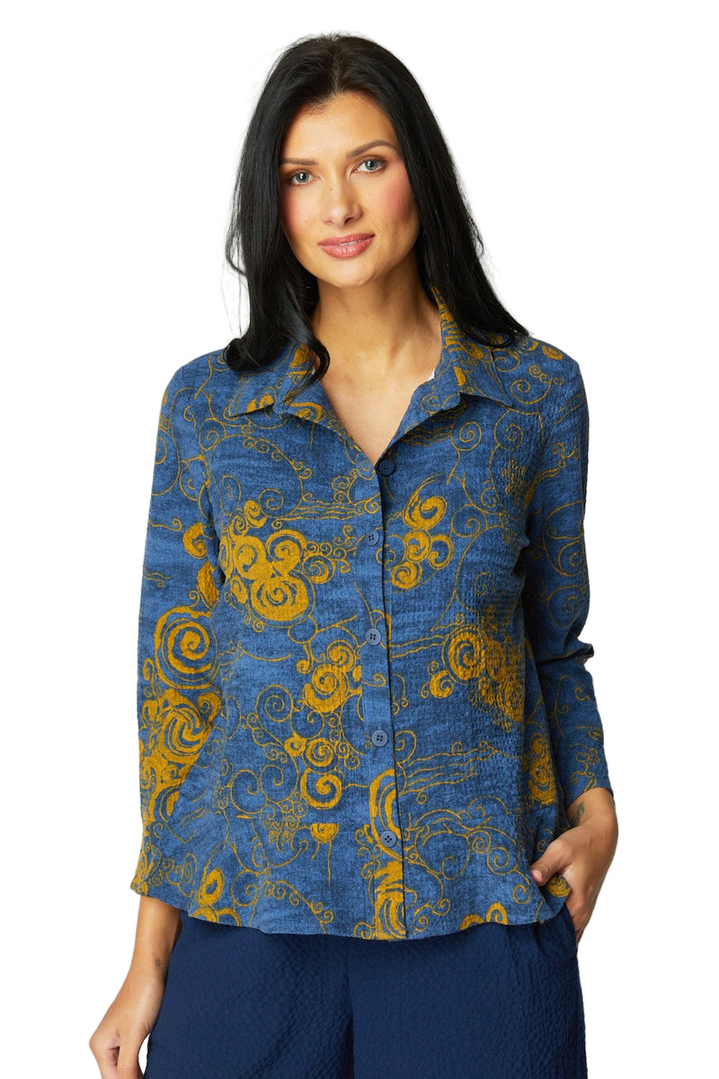 Woodblock Flounce Top - 21422