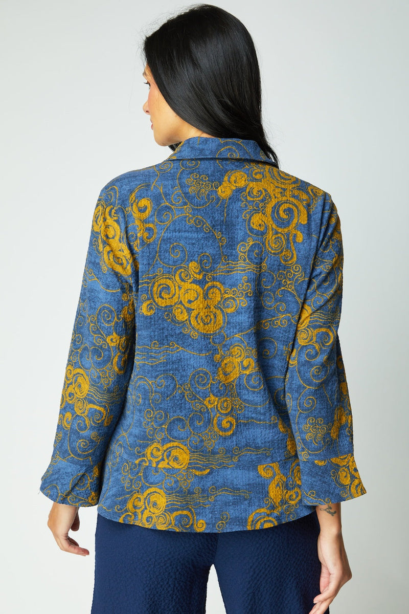 Woodblock Flounce Top - 21422 in Navy - Back View