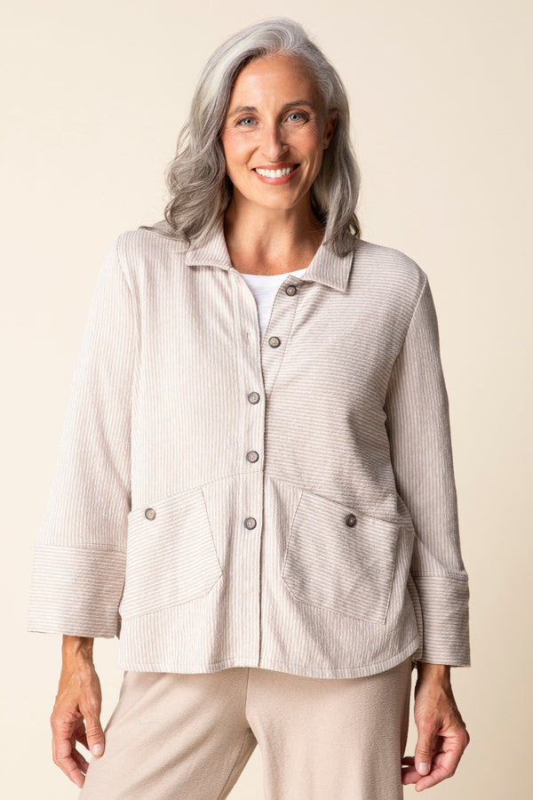 Pasadena Knit Stripe Button Front Shirt - 21536 - Size M