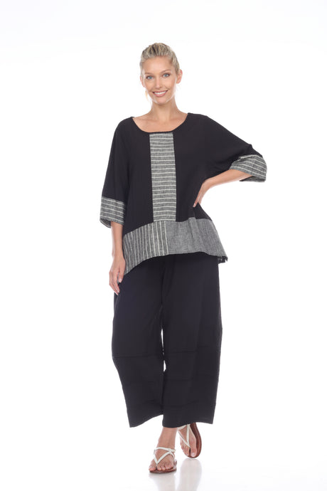 Easy Wear High-Low Striped Tunic Top - 2175