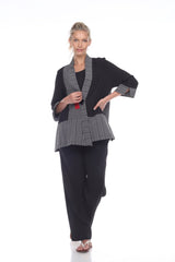 Mixed-Media One-Button Jacket - 2176