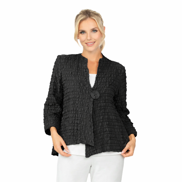 Crinkle Texture One-Button Jacket with Asymmetric Hem - 4507J - Limited Sizes!