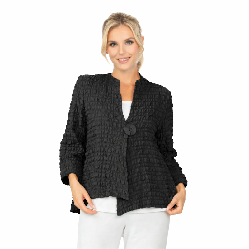 Crinkle Texture One-Button Jacket with Asymmetric Hem - 4507J - Limited Sizes!