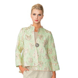 Metallic Floral Jacquard Asymmetric Jacket in Green Multi - 4678J