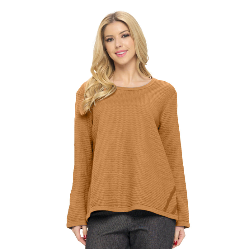 Focus Fashion Small Waffle Classic Round Neck top in Toffee - SW-232-TFF