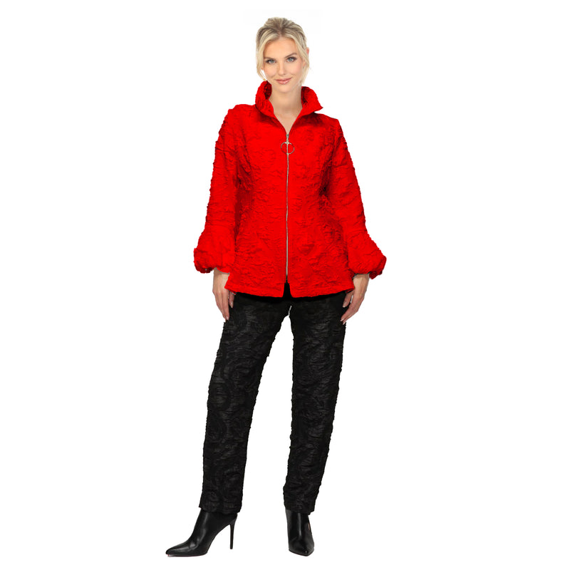 Textured Circle Jacquard Jacket in Red - 7238J-RD