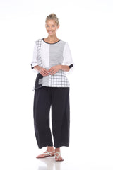 Geometric Colorblock Tunic in Black & White - 2219