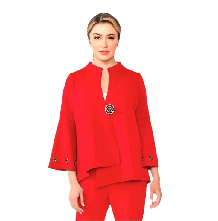 IC Collection Techno-Knit Asymmetric Jacket in Red - 4577J-RD